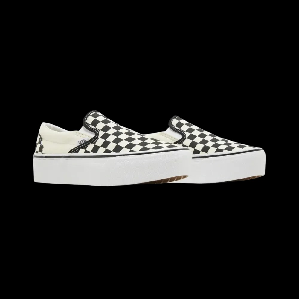 Vans Classic Slip-On Checkerboard Platform Shoe Black And White - HypeFly India View 5