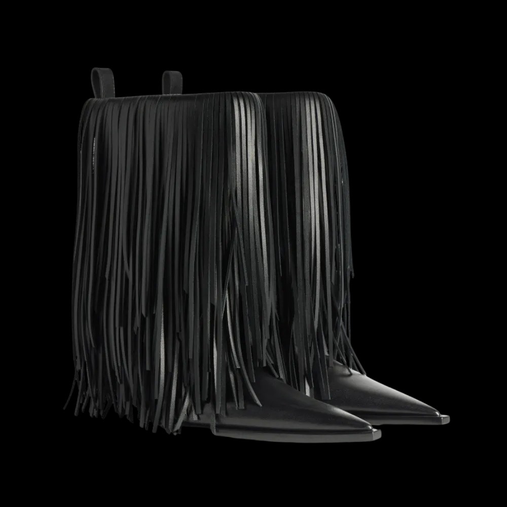 Balenciaga Avenue Fringe Bootie In Black - HypeFly India View 5
