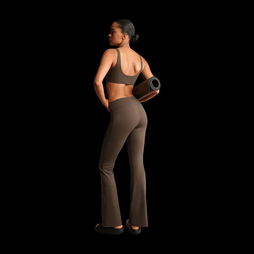 Nike X Skims Matte Women's High-Waisted Slim Flared Leggings Dark Sepia - HypeFly India View 2
