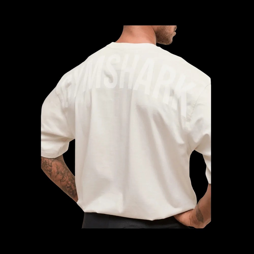 Gymshark Power T-Shirt Oversized Fit Oat White - HypeFly India View 4