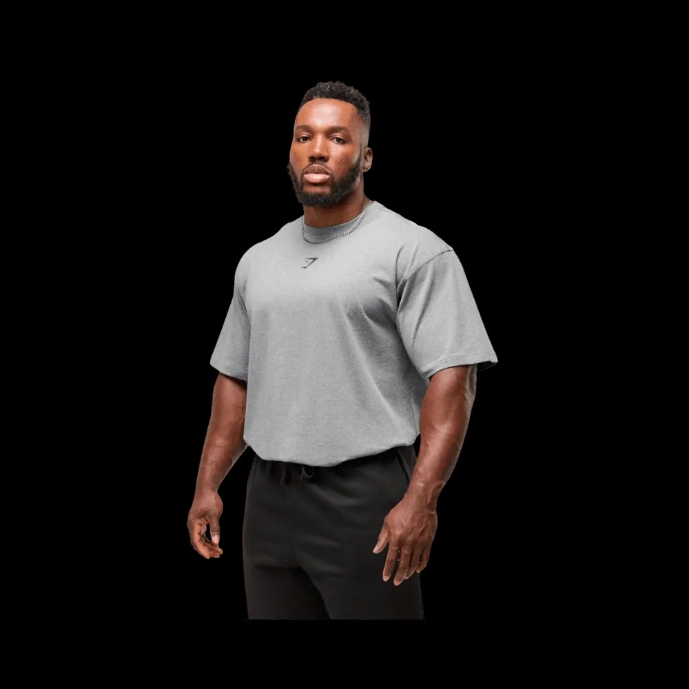 Gymshark Power T-Shirt Oversized Fit Charcoal Core Marl/Black - HypeFly India View 4