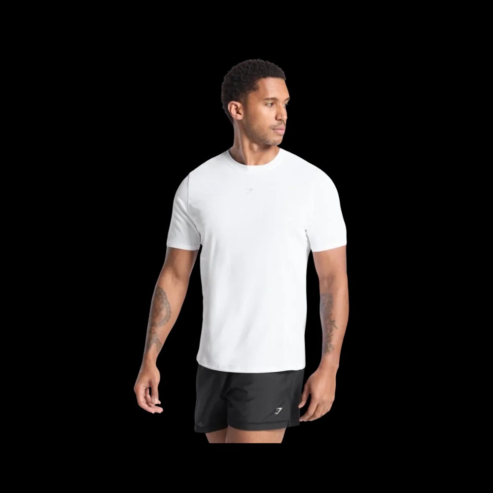Gymshark Running T Shirt Slim Fit White - HypeFly India View 4