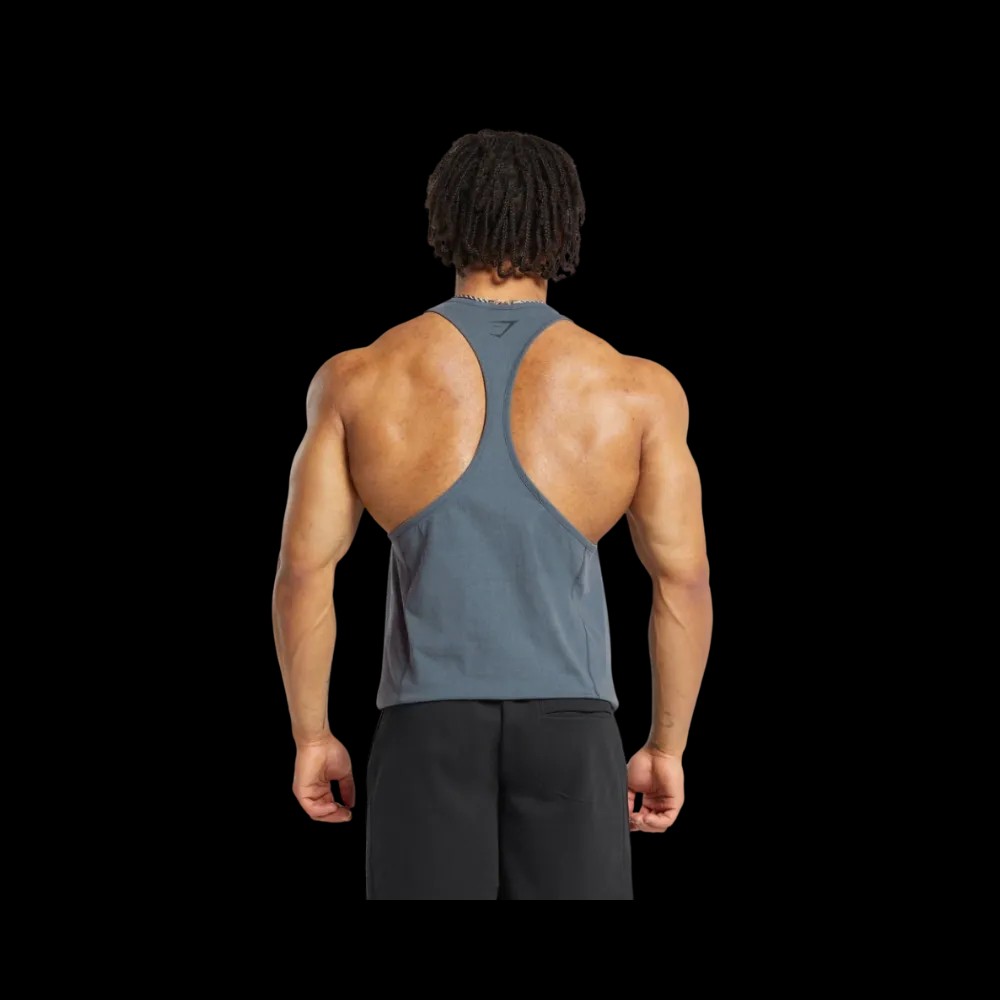 Gymshark Heritage Washed Stringer Titanium Blue - HypeFly India View 2