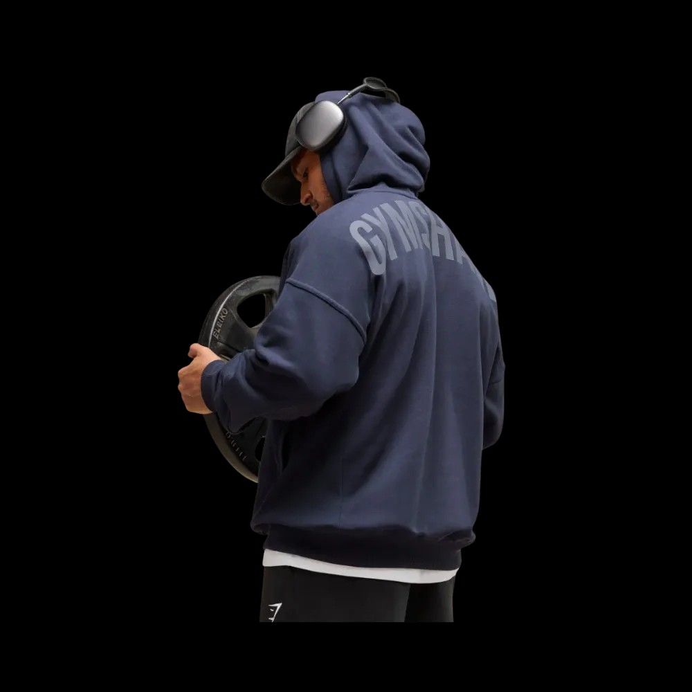 Gymshark Power Hoodie Oversized Fit Heavy Blue - HypeFly India View 3