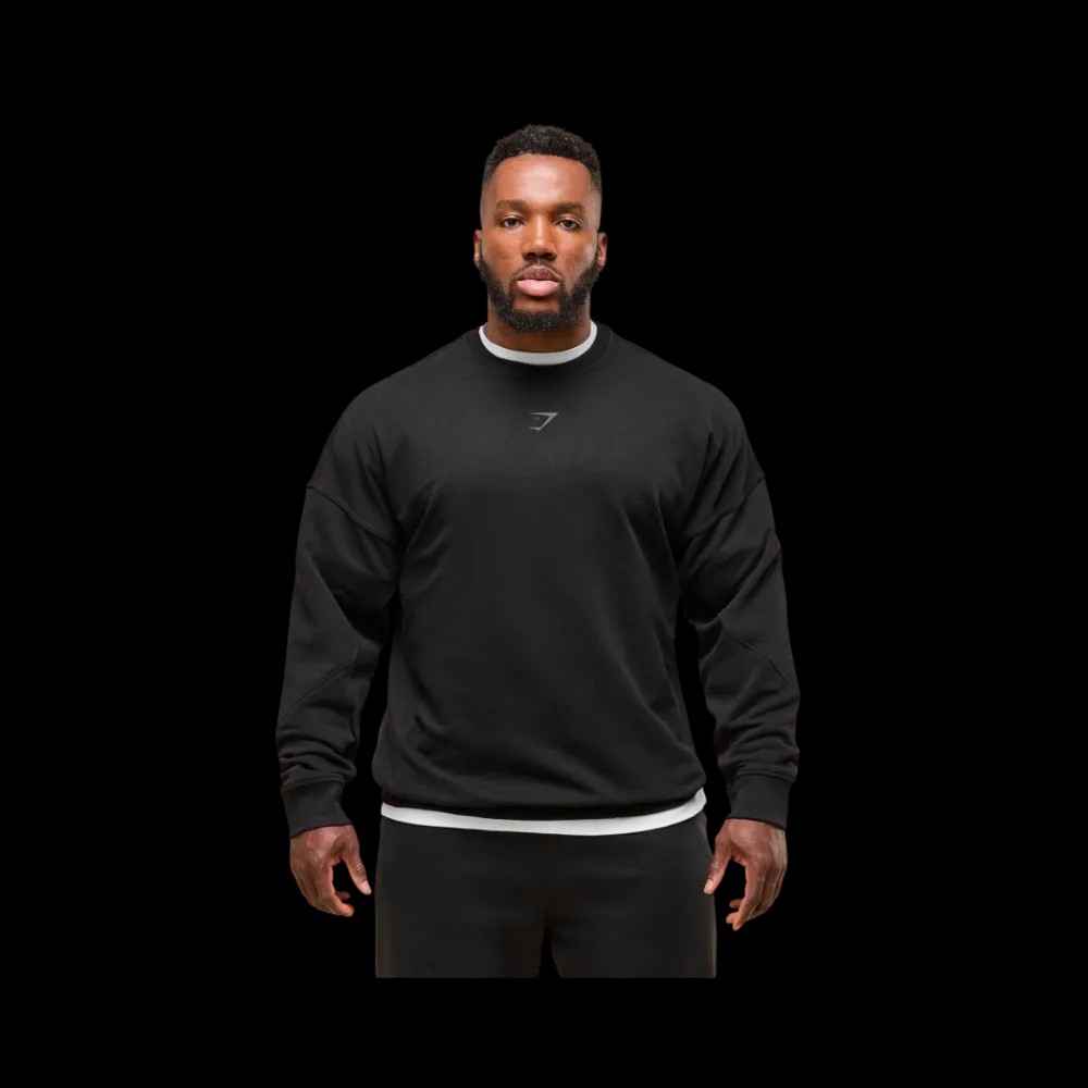 Gymshark Power Crew Oversized Fit Black - HypeFly India View 2