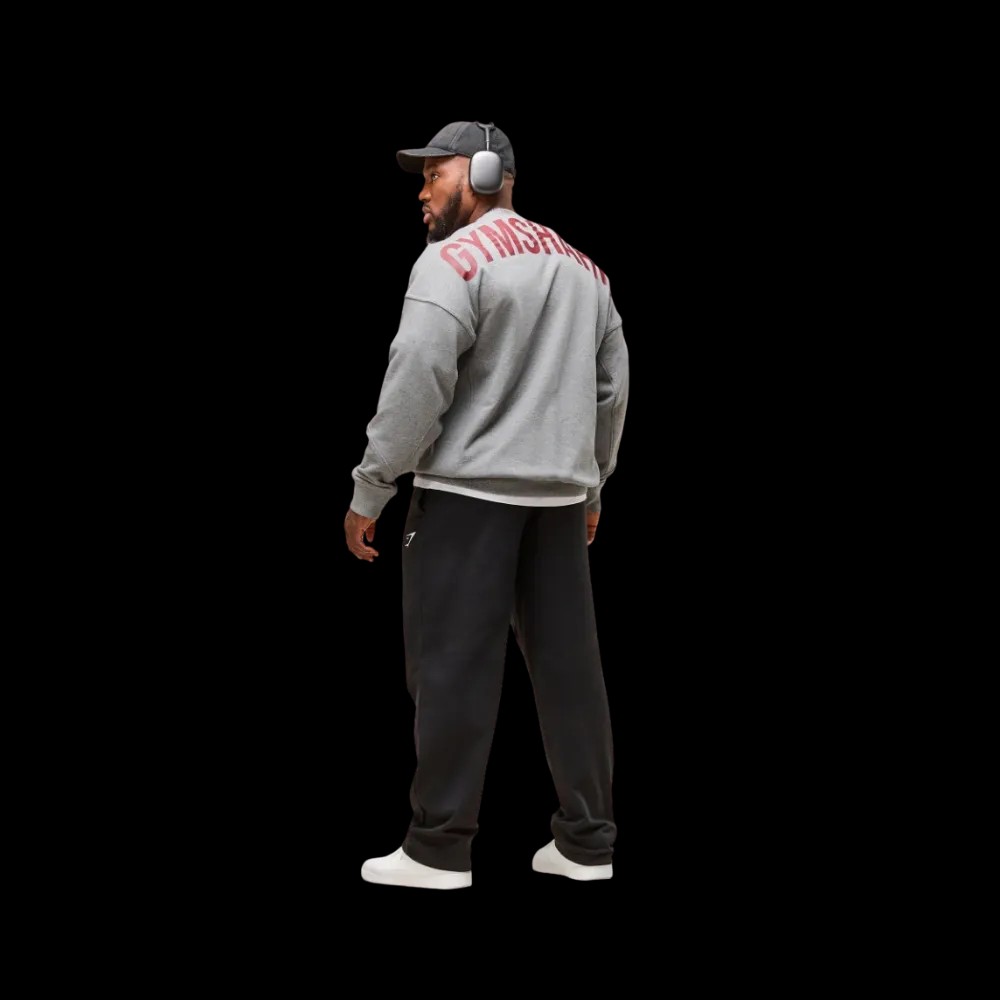 Gymshark Power Crew Oversized Fit Charcoal Core Marl - HypeFly India View 2