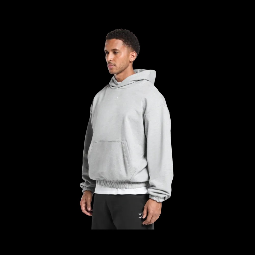 Gymshark Rest Day Essentials Hoodie Oversized Fit Light Grey Core Marl - HypeFly India View 3