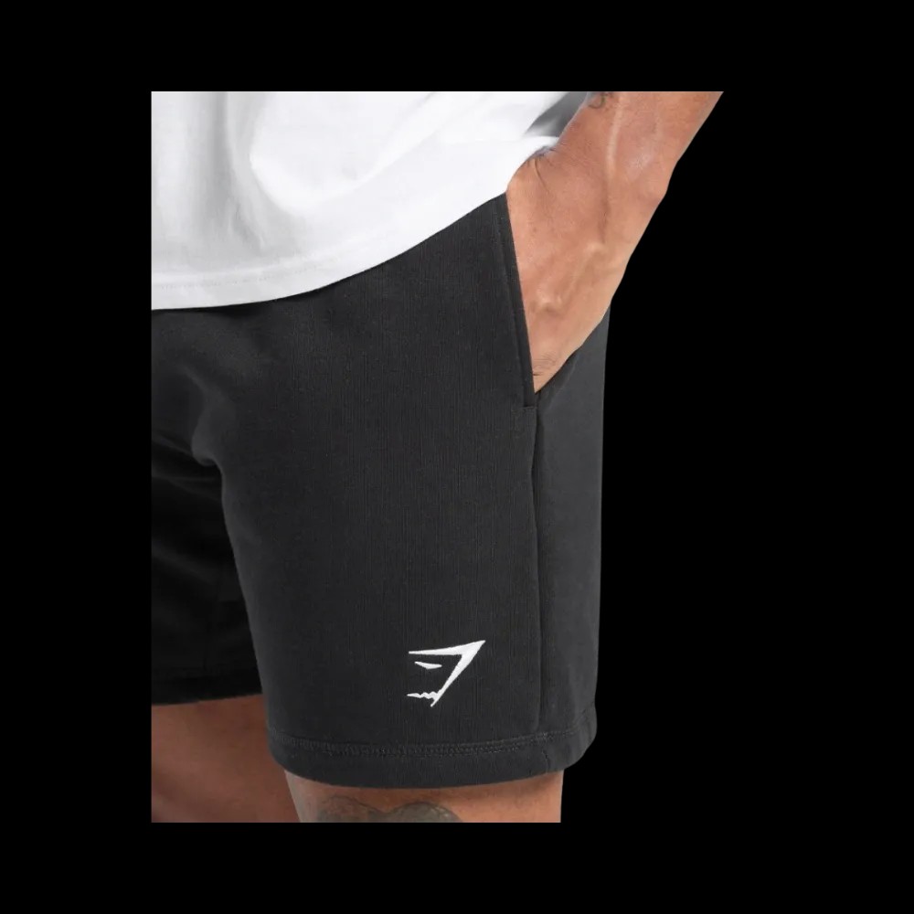 Gymshark Crest 7" Shorts Slim Fit Black - HypeFly India View 4