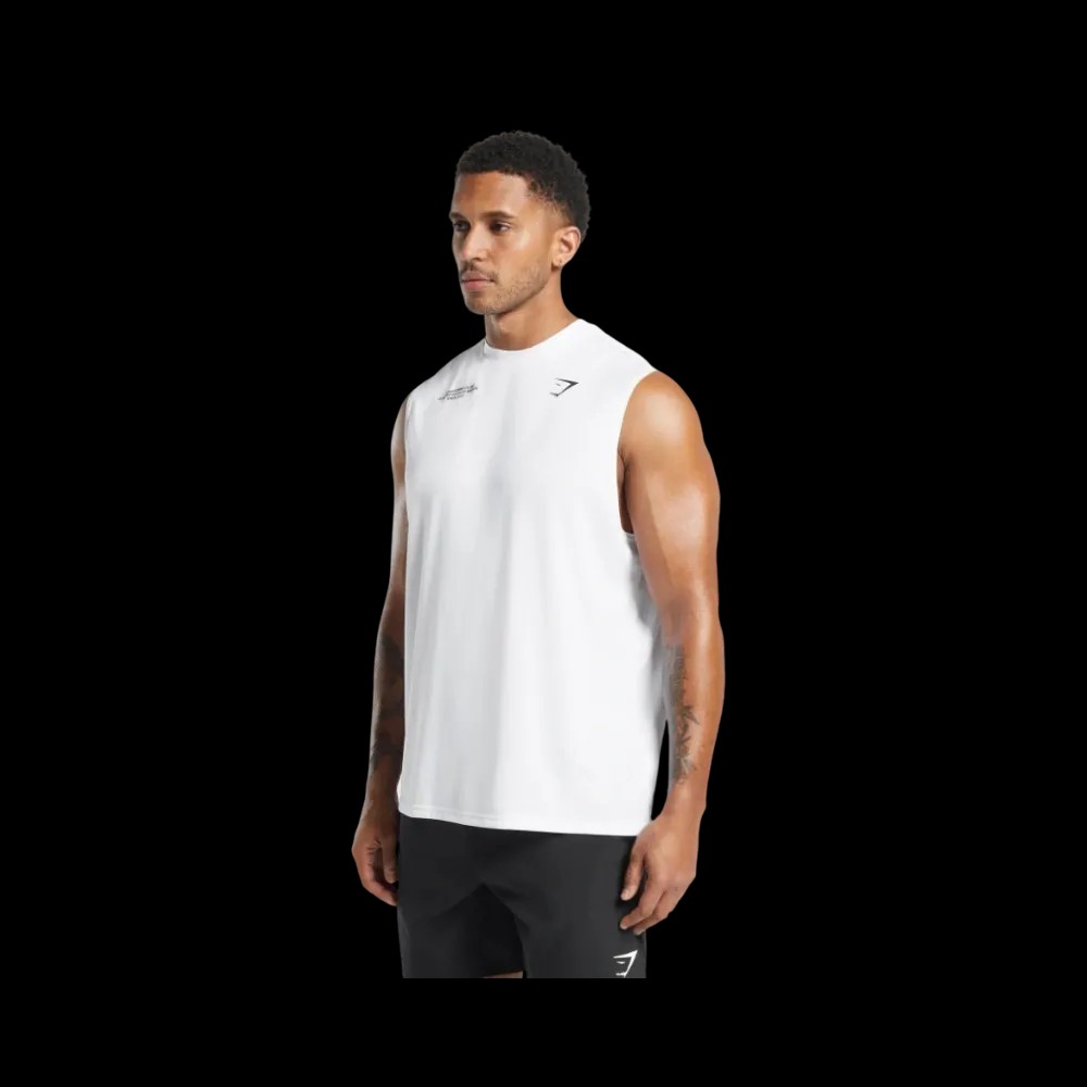 Gymshark Conditioning Club Tank Oversized Fit White - HypeFly India View 2