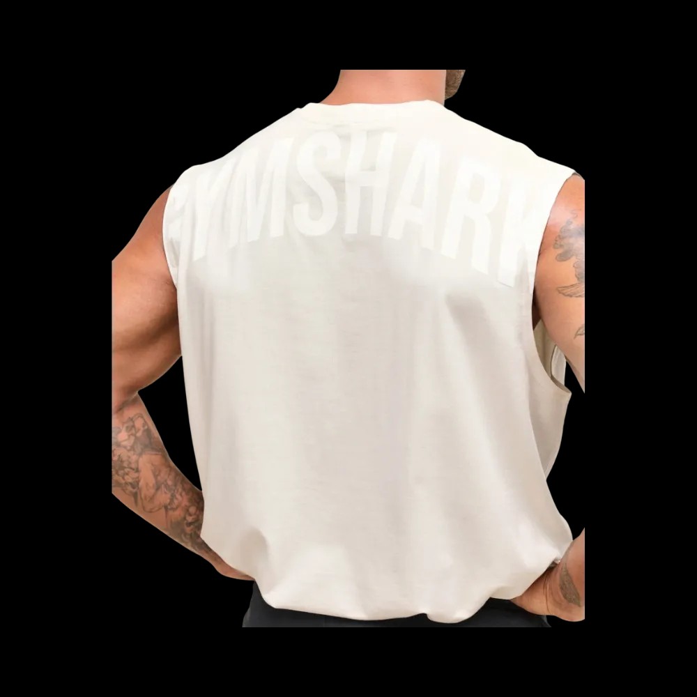 Gymshark Power Cut Off Tank Oversized Fit Oat White - HypeFly India View 5