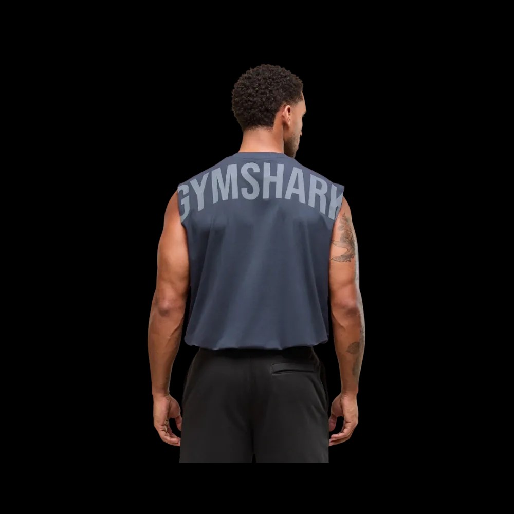 Gymshark Power Cut Off Tank Oversized Fit Heavy Blue - HypeFly India View 1