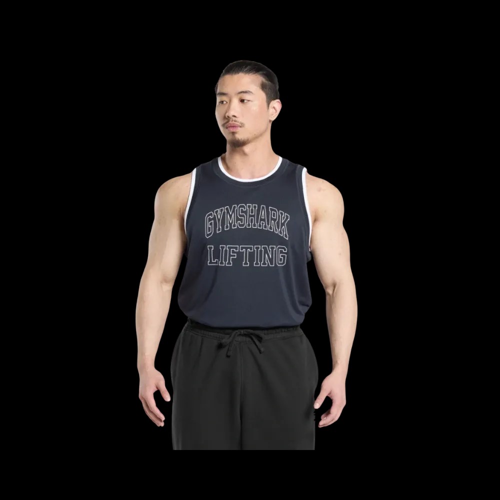 Gymshark Mesh Tank Regular Fit Heavy Blue - HypeFly India View 4