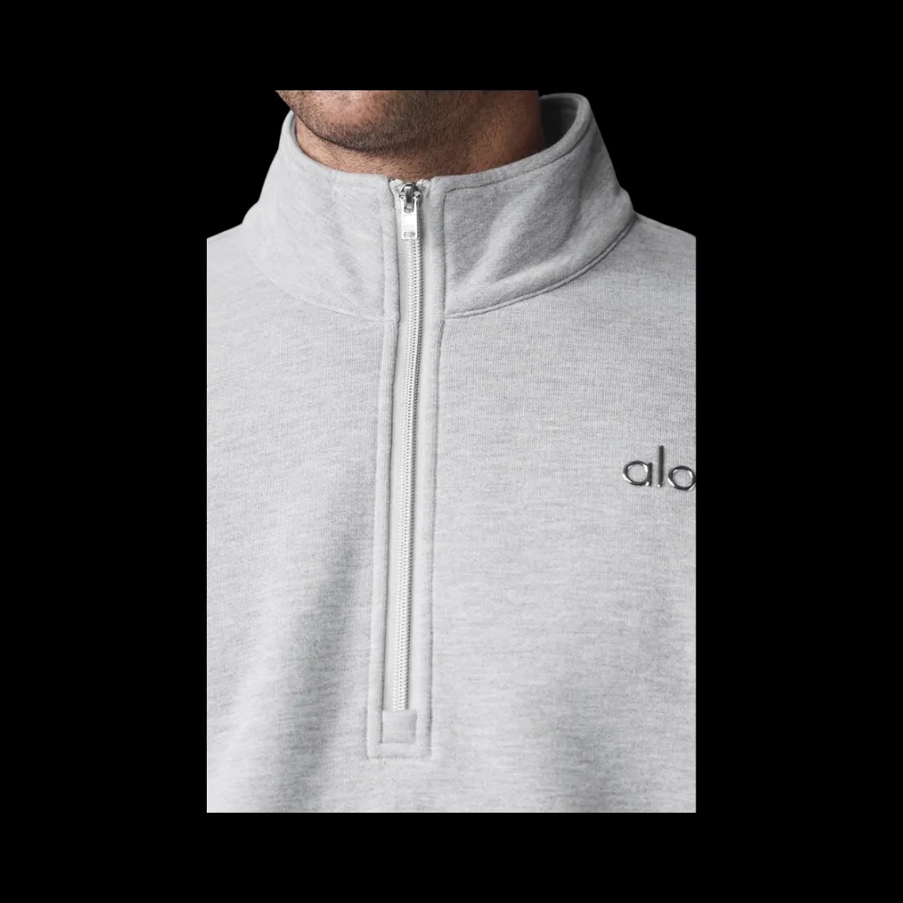 Alo Men's Accolade 1/4 Zip Pullover Athletic Heather Grey - HypeFly India View 5
