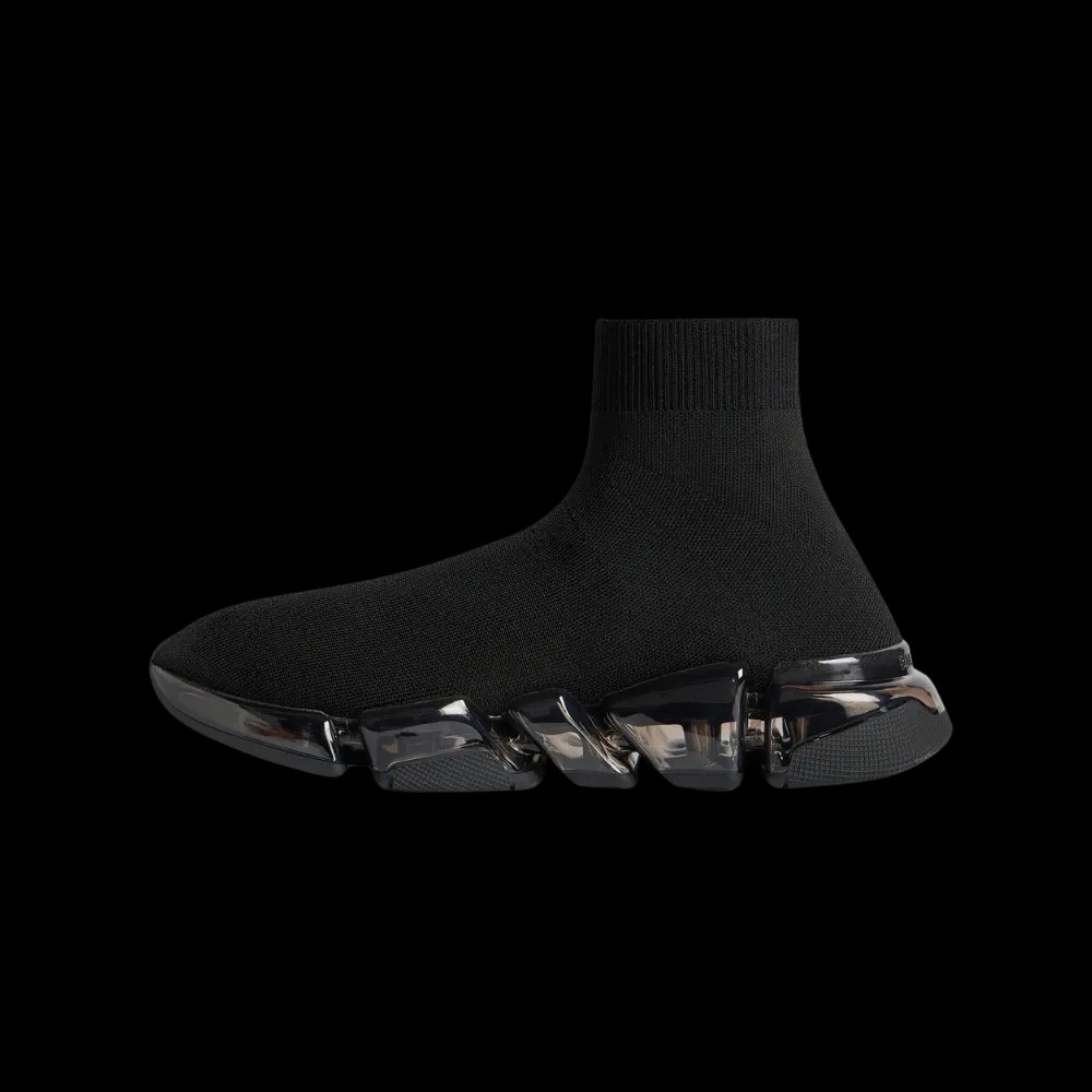 Balenciaga Speed 2.0 Full Clear Sole Recycled Knit Sneaker In Black - HypeFly India View 3