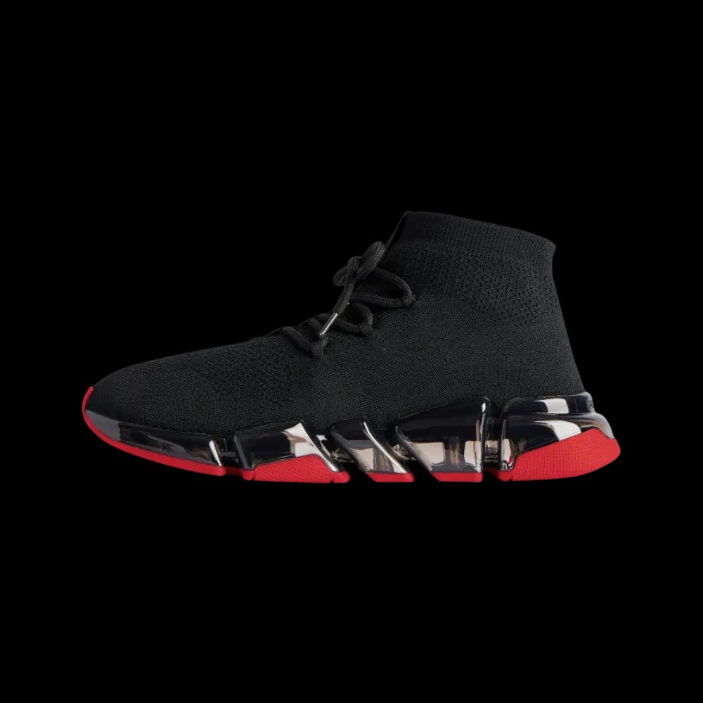 Balenciaga Speed 2.0 Lace-up Recycled Knit Sneaker In Black and Red - HypeFly India View 3