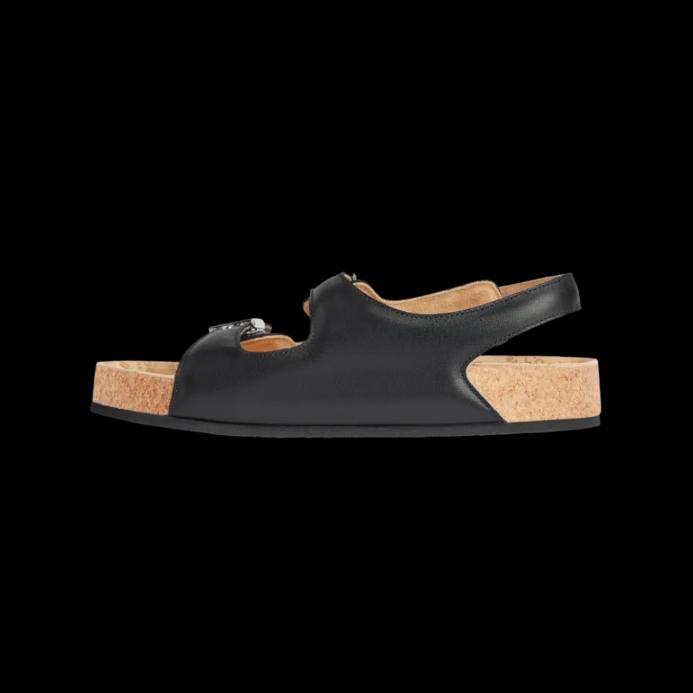Balenciaga I Scholl Flat Sandal In Black - HypeFly India View 3