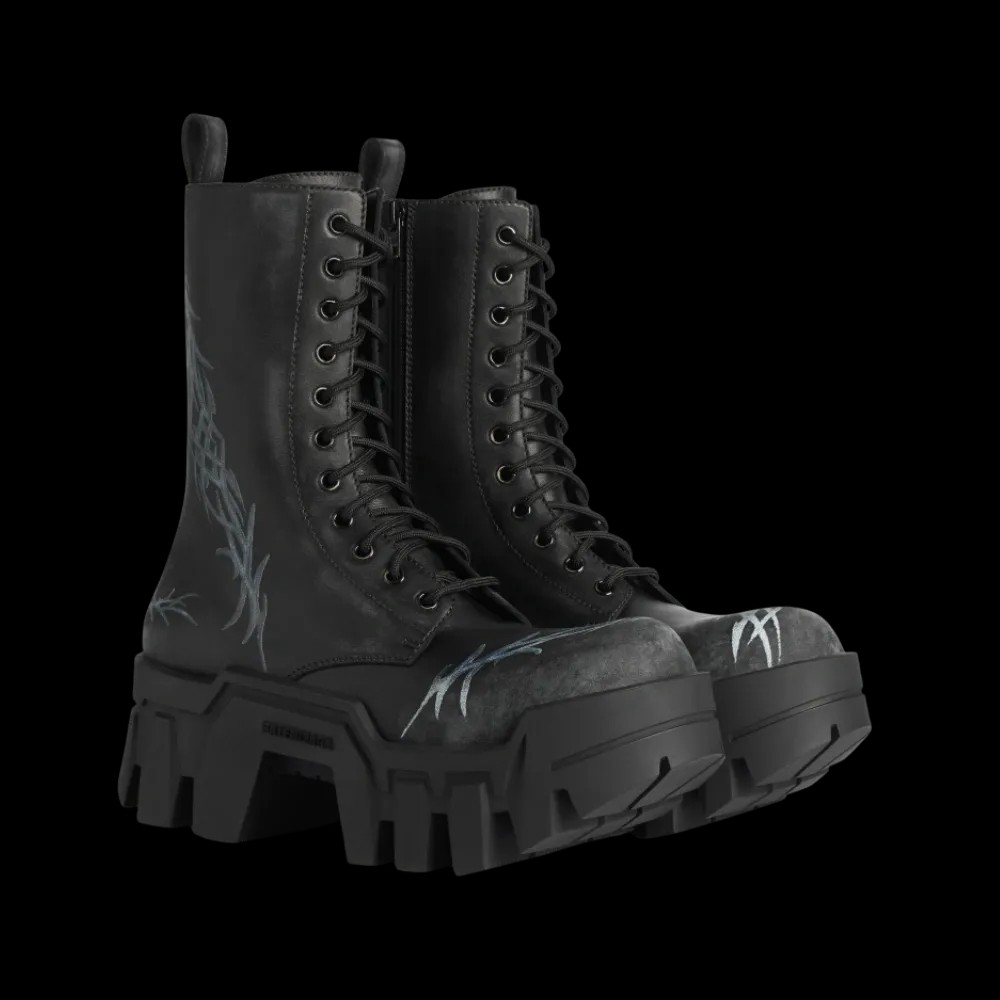 Balenciaga Bulldozer Lace-Up Bootie In Black - HypeFly India View 5