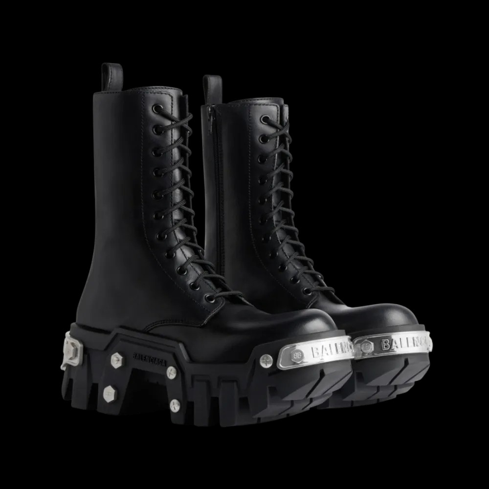 Balenciaga Bulldozer Lace-Up Boot In Black - HypeFly India View 5