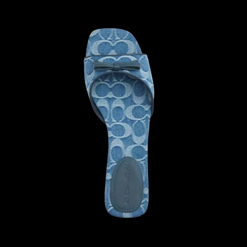 Coach Bow Kitten Heel In Signature Denim - HypeFly India View 4