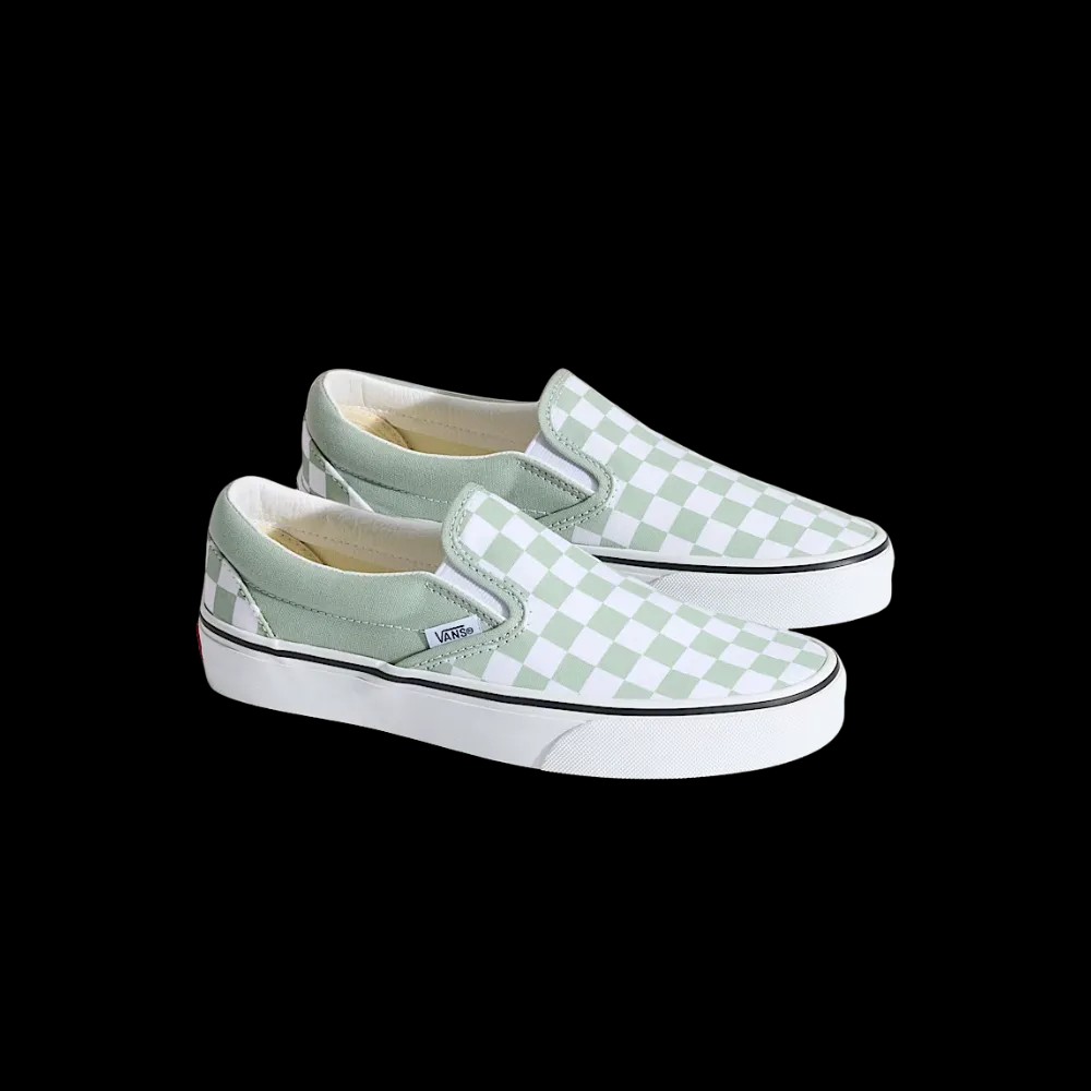 Vans Classic Slip-On Checkerboard Shoe Grey Olive Green - HypeFly India View 5