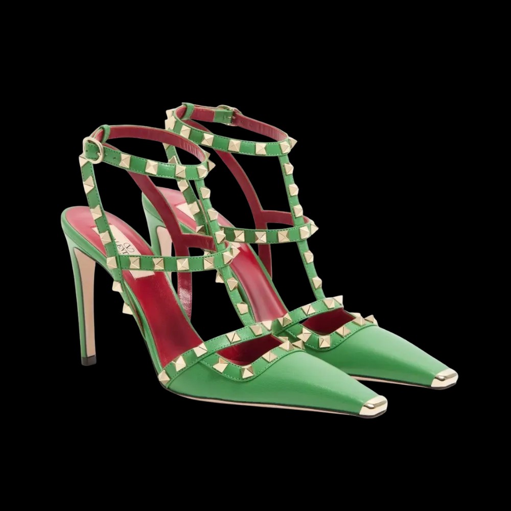 Valentino Rockstud Kidskin Pumps 100mm Light Green - HypeFly India View 3