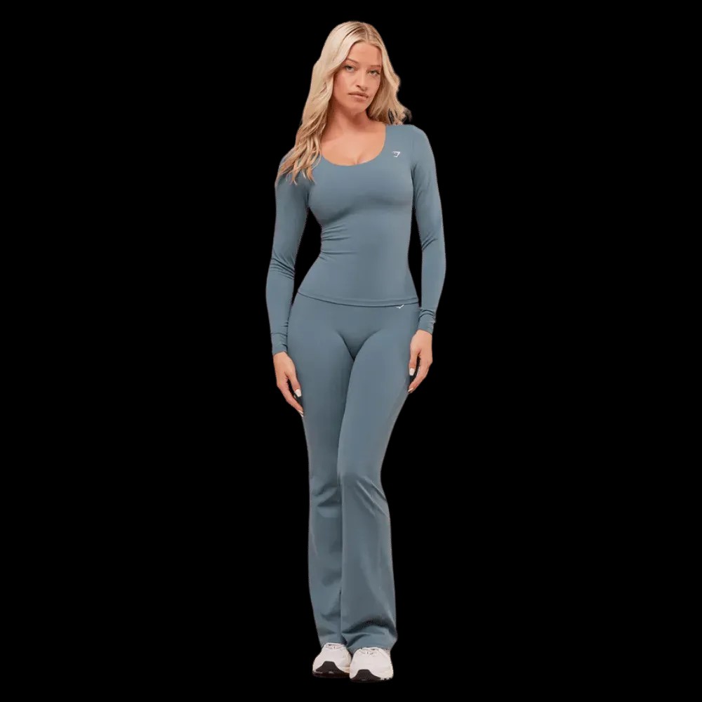 Gymshark Twist Back Long Sleeve Top Iron Blue - HypeFly India View 2
