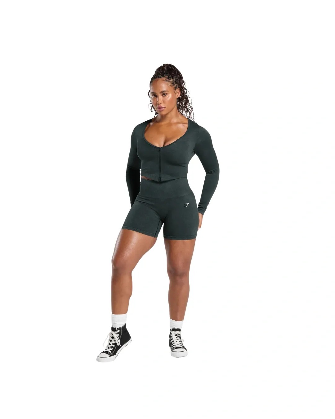 Gymshark Gains Seamless Washed Zip Up Jacket Black - HypeFly India View 4