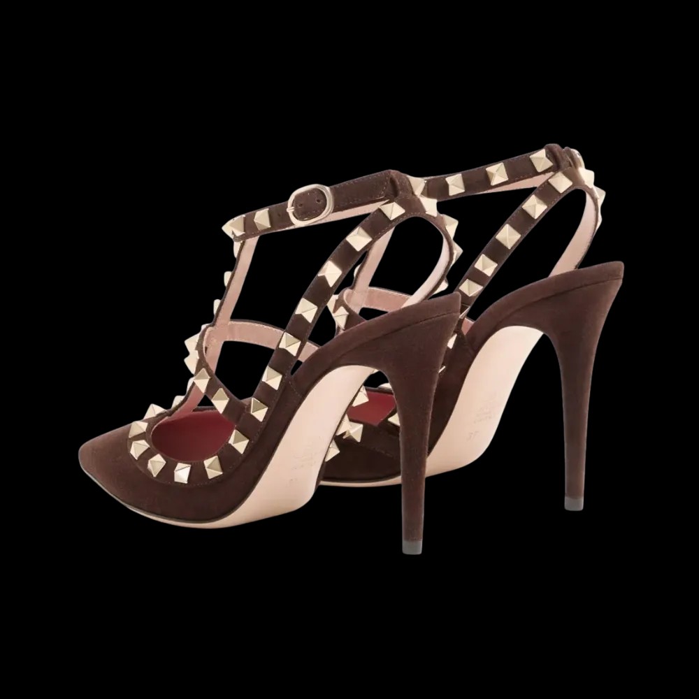 Valentino Rockstud Suede Pumps 100mm Ebony - HypeFly India View 4
