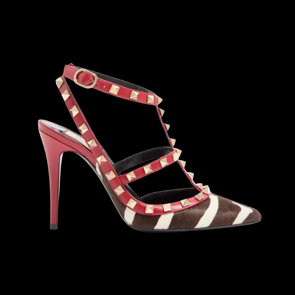 Valentino Rockstud Pumps In Pony-Effect Calfskin 100mm White - HypeFly India View 1