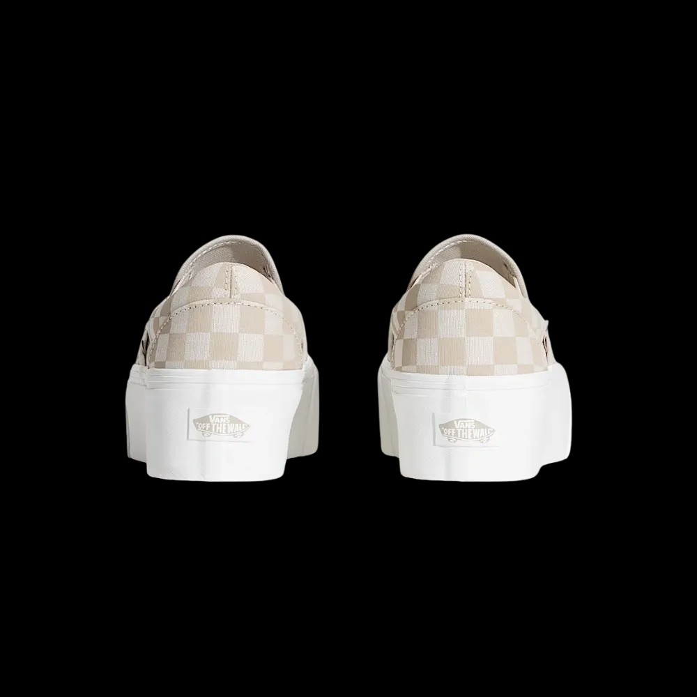 Vans Classic Slip-On Checkerboard Platform Shoe Checkerboard Mushroom Brown - HypeFly India View 4