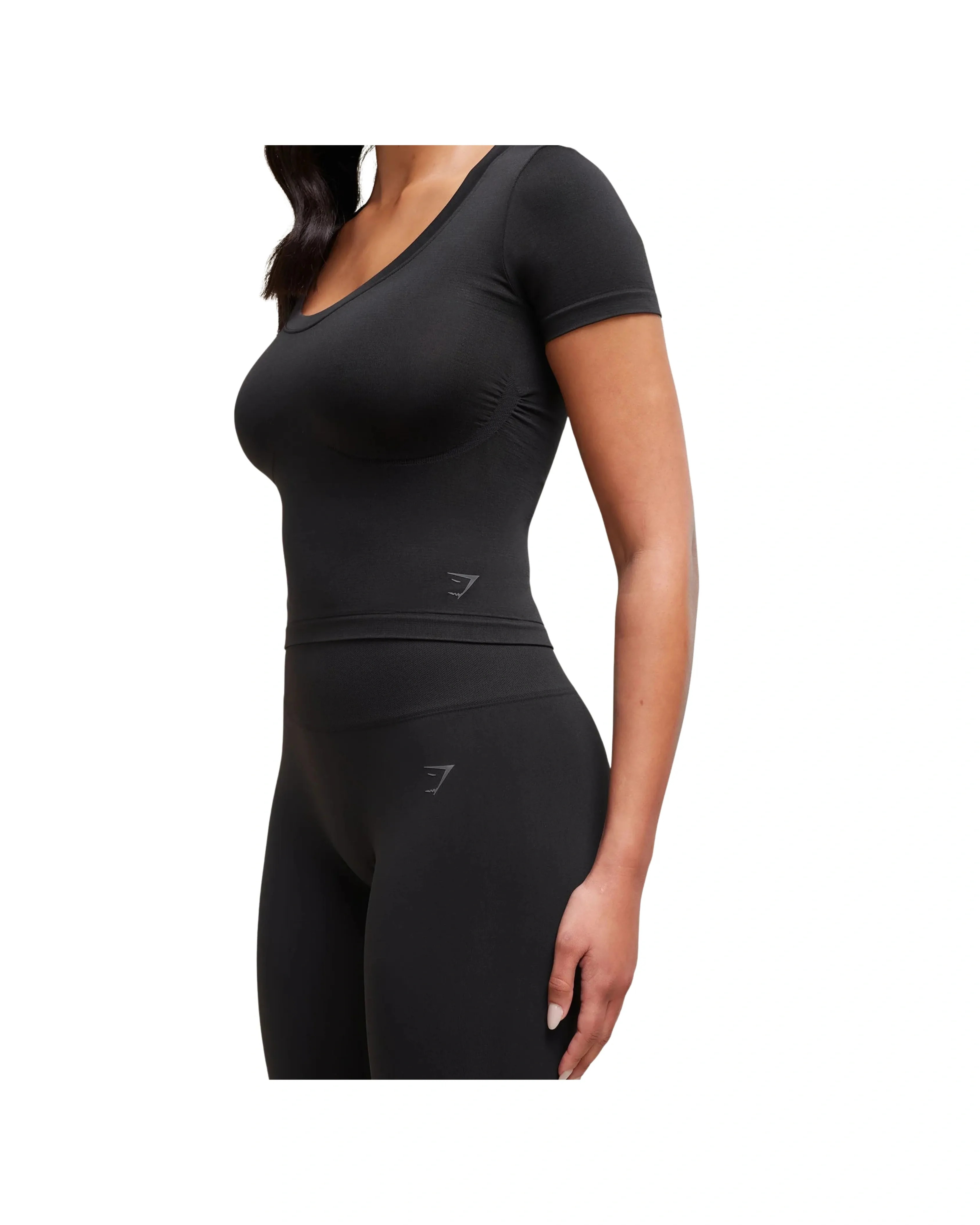 Gymshark Soft Sculpt Midi T-Shirt Black - HypeFly India View 4