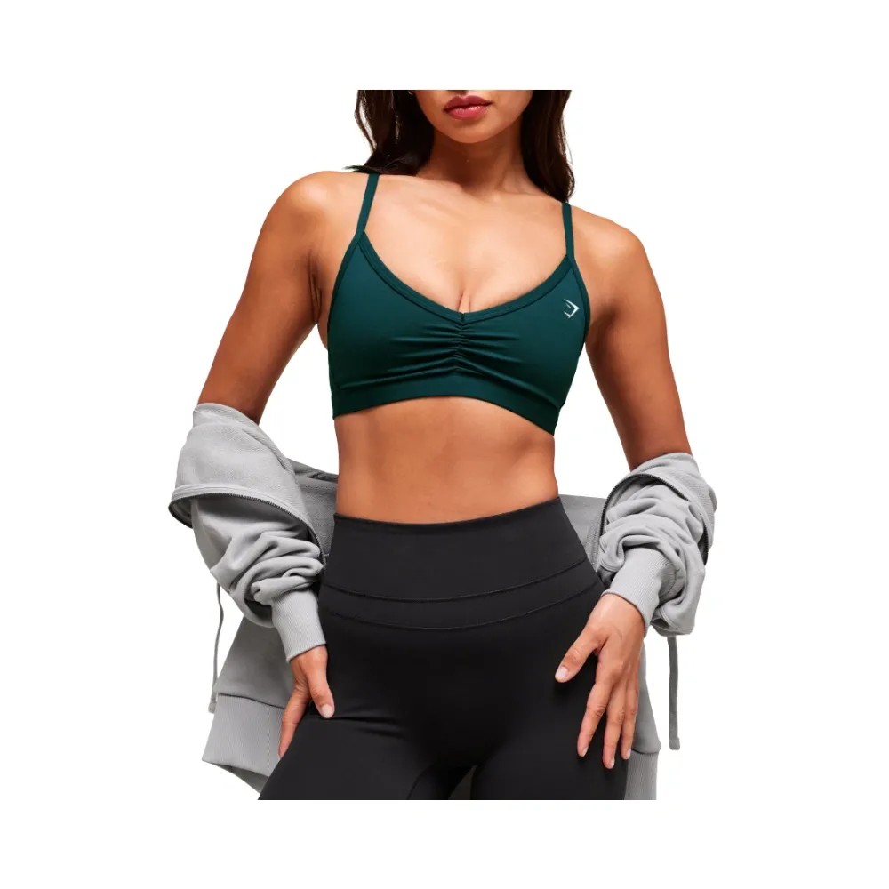 Gymshark Ruched Strappy Sports Bra Light Support Deep Petrol Blue - HypeFly India View 3