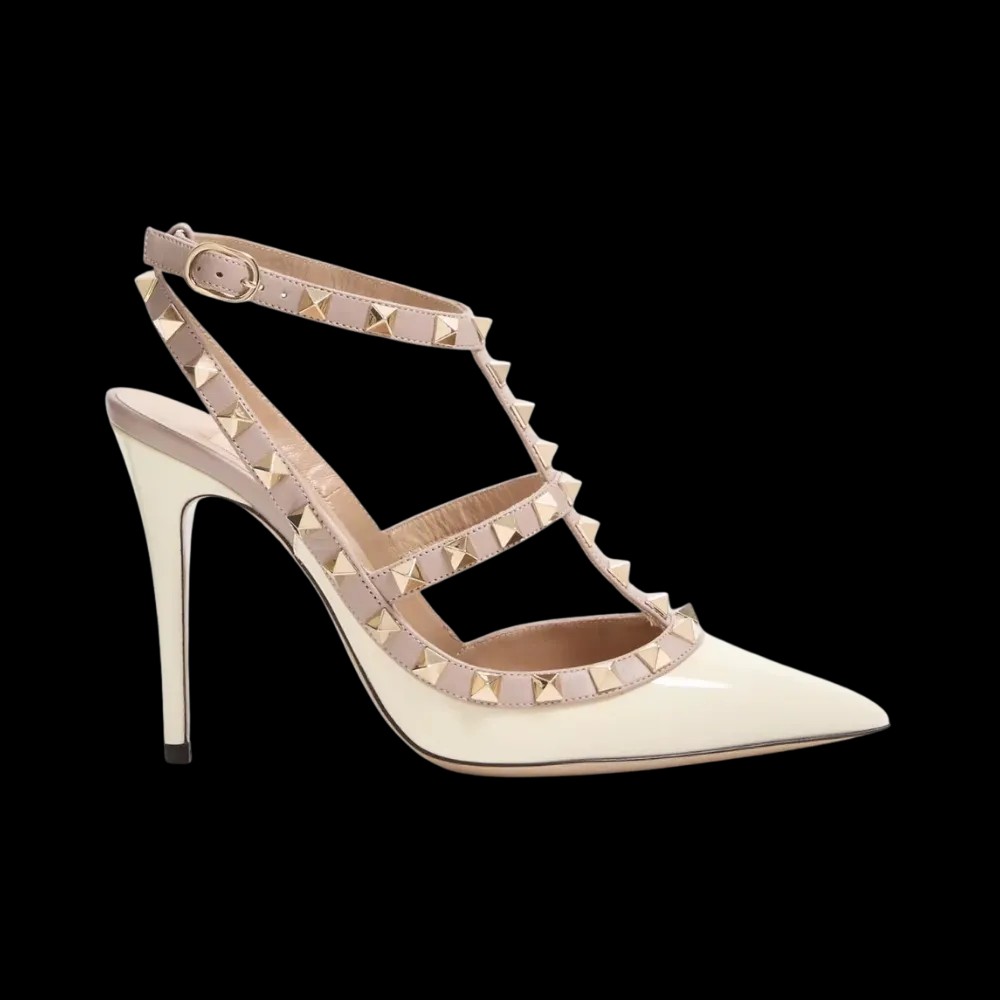 Valentino Patent Rockstud Caged Pump 100mm Poudre - HypeFly India View 1
