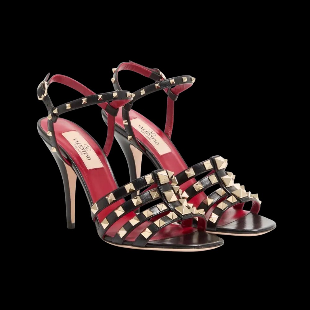 Valentino Rockstud Kidskin Sandal 100mm Black - HypeFly India View 3