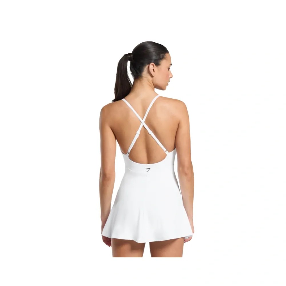 Gymshark Strappy 2-in-1 Dress White - HypeFly India View 4