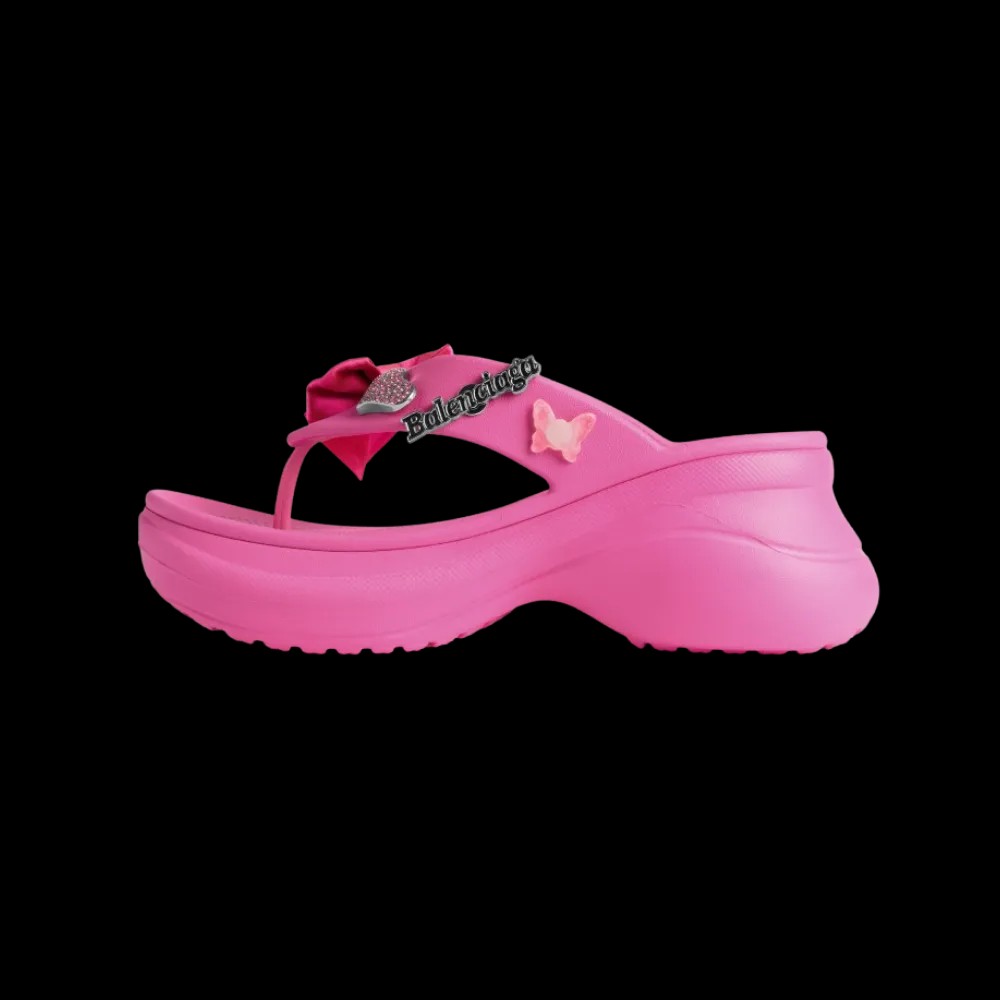 Balenciaga Crocs Thong Jibbitz In Glossy Pink - HypeFly India View 3