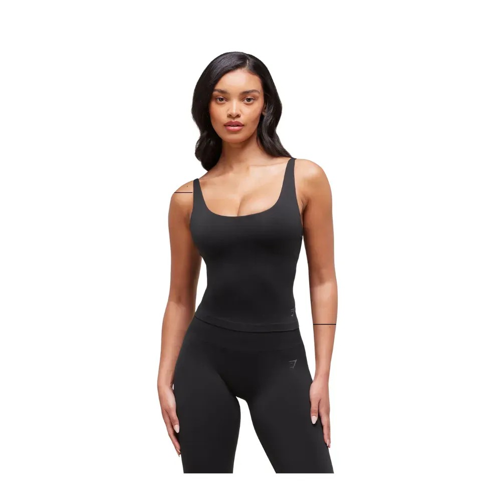 Gymshark Soft Sculpt Tank With Shelf Black - HypeFly India View 3
