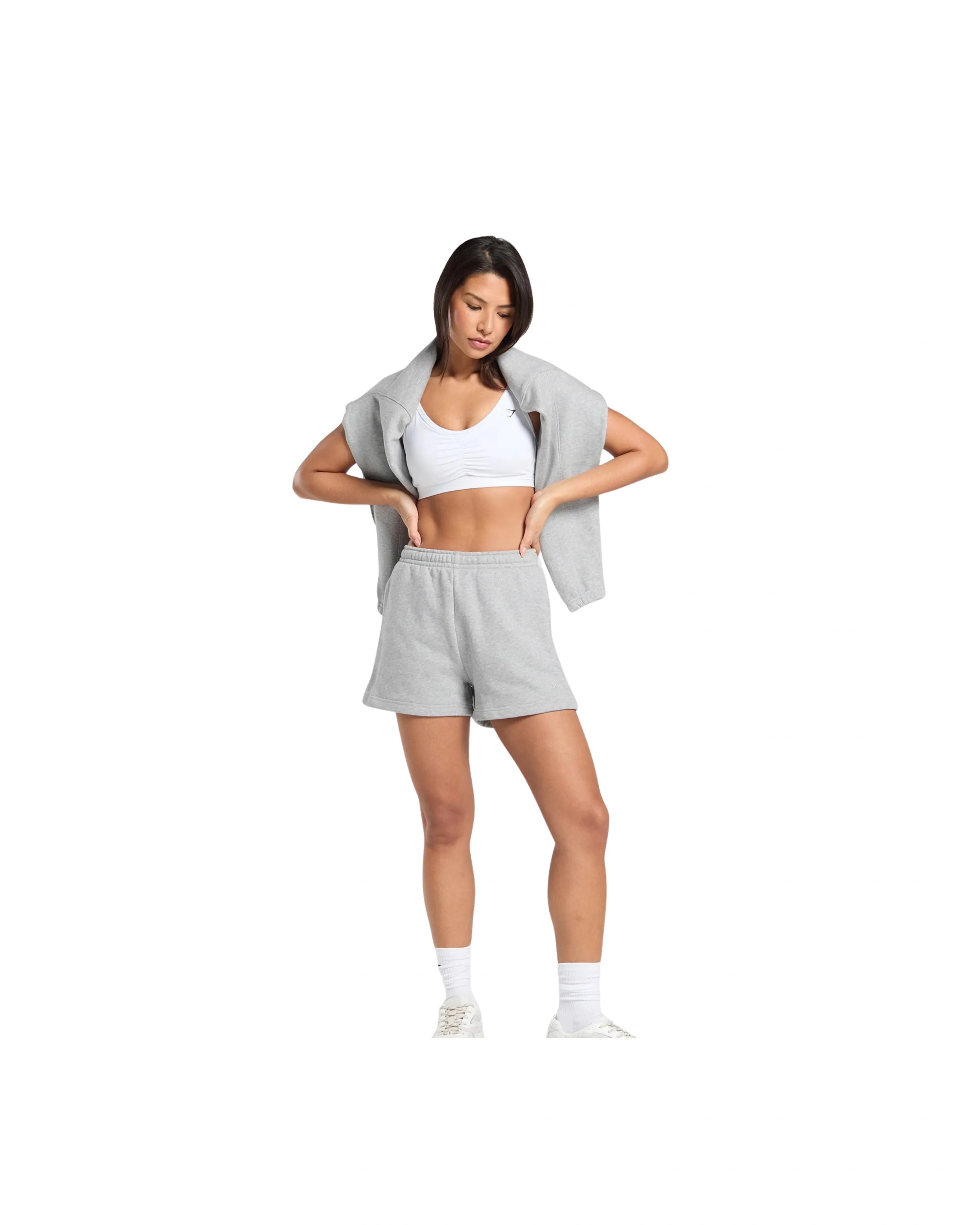 Gymshark Rest Day Sweats 2.0 Shorts regular fit Light Grey Core Marl - HypeFly India View 4