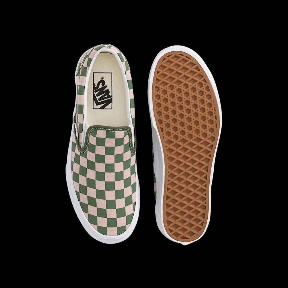 Vans Classic Slip-On Checkerboard Platform Shoe Pine Forest Green - HypeFly India View 4
