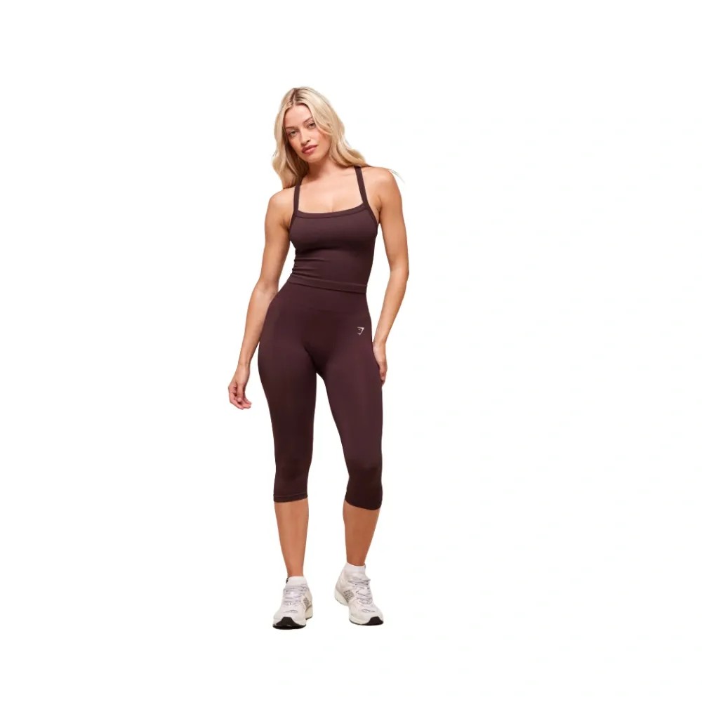 Gymshark Everyday Seamless Ribbed Midi Top Cherry Purple - HypeFly India View 5