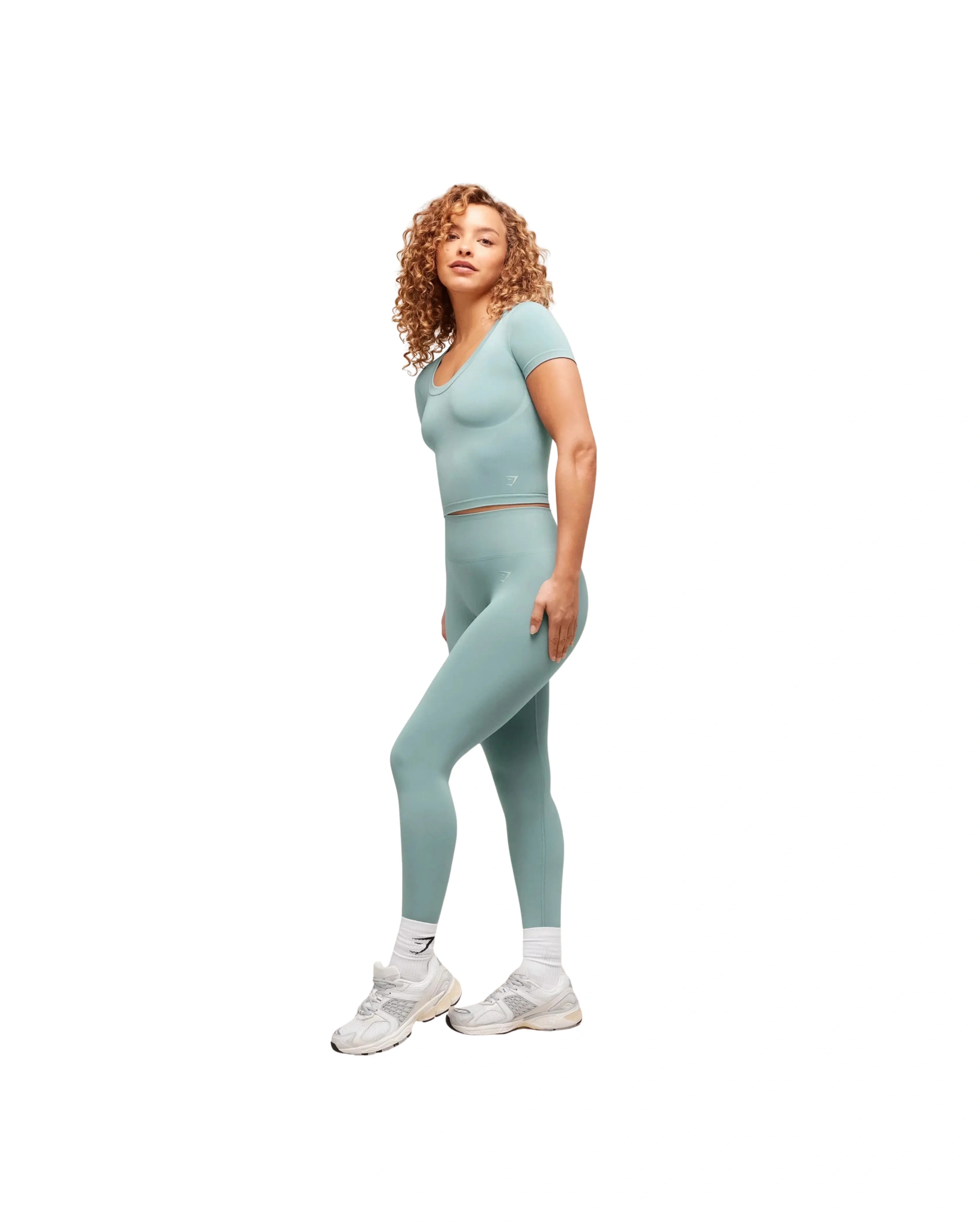 Gymshark Soft Sculpt Midi T-Shirt Rest Blue - HypeFly India View 4