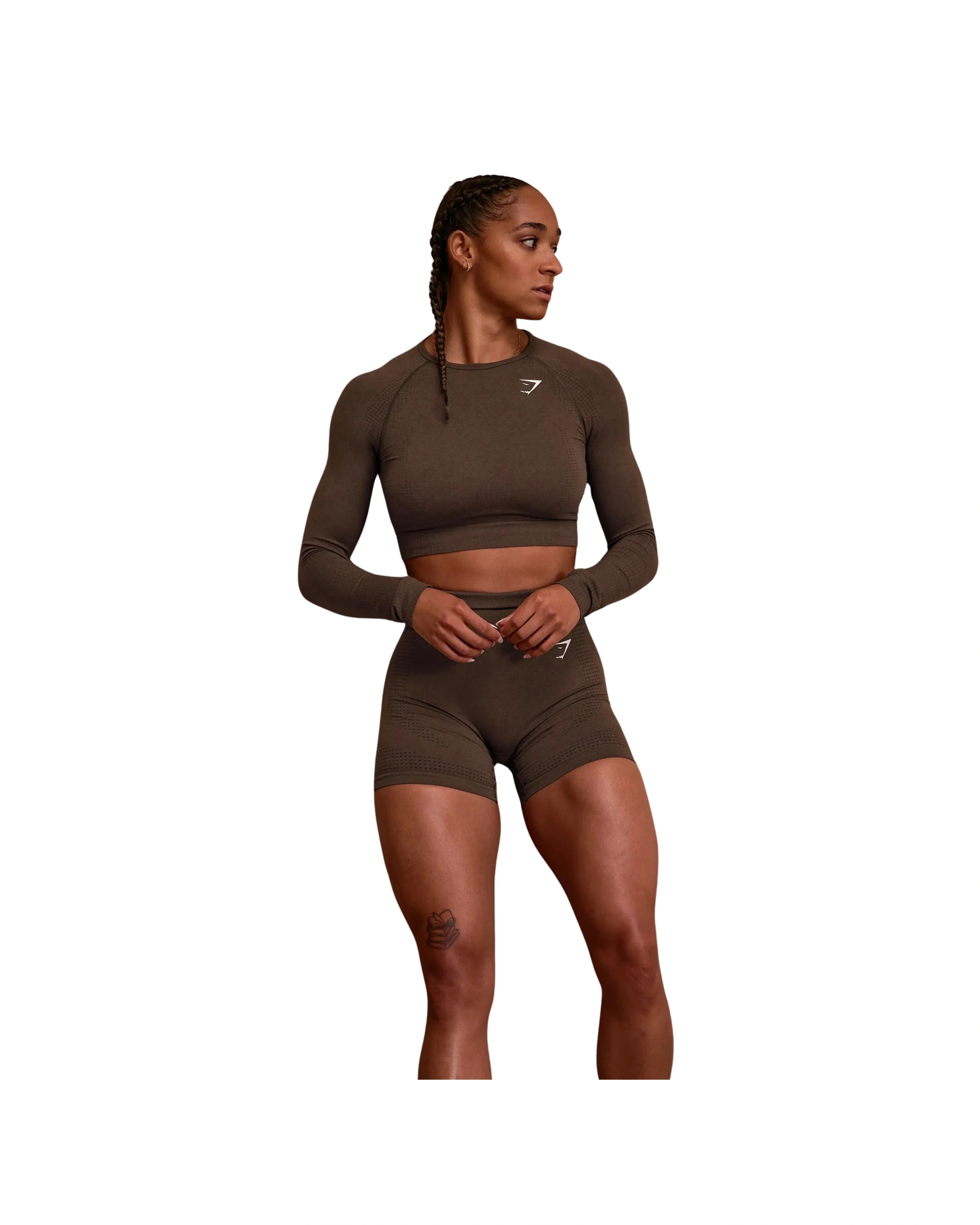 Gymshark Vital Crop Top Celeste Espresso Marl - HypeFly India View 4
