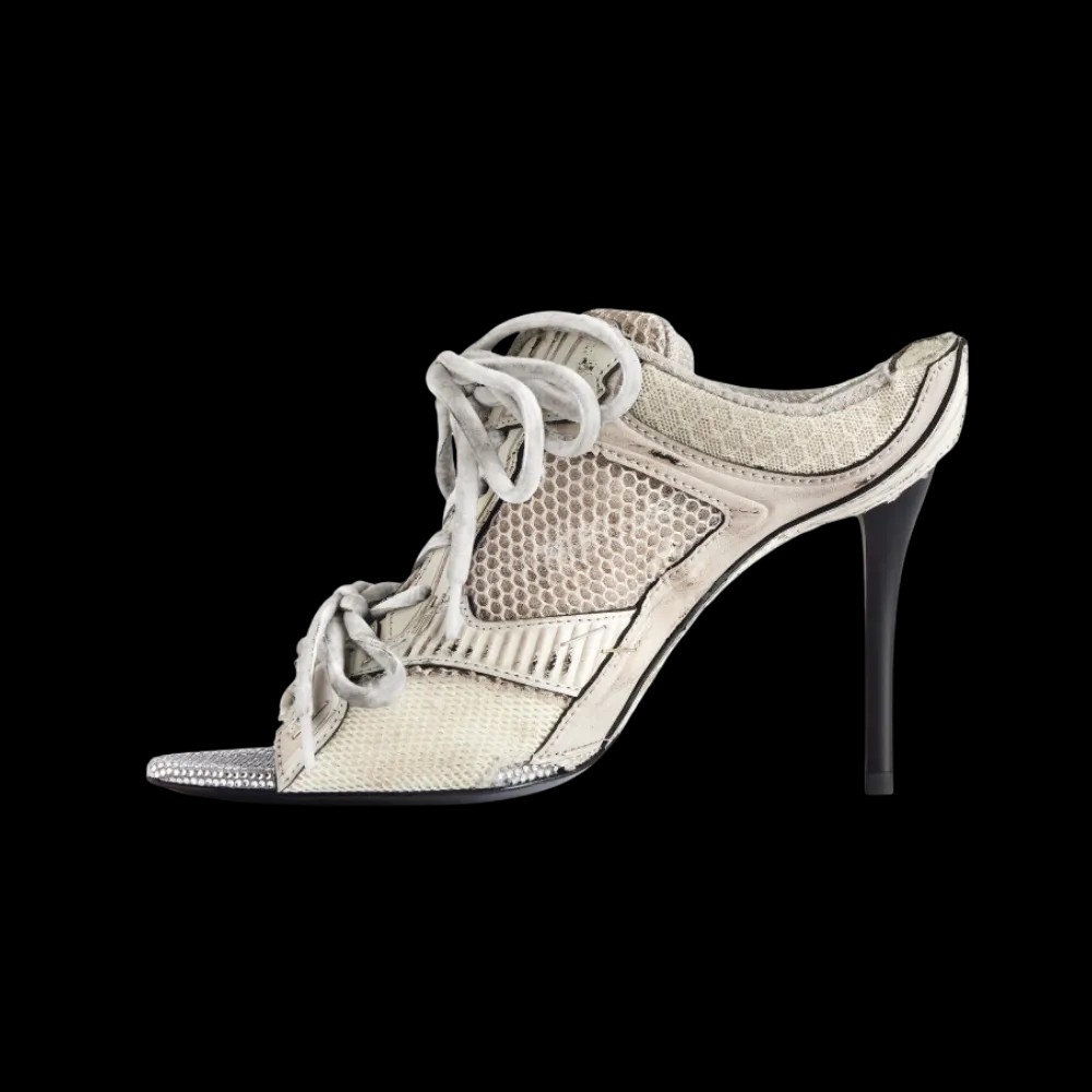 Balenciaga Stapler Sandal Heel In Grey - HypeFly India View 3