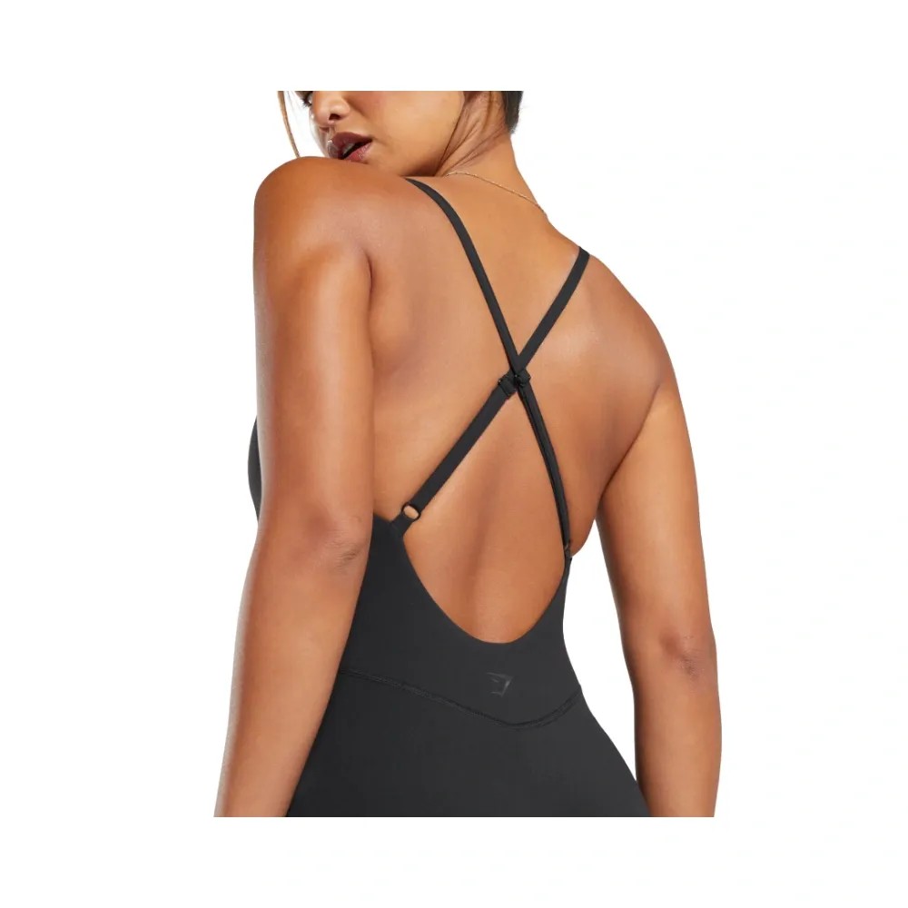 Gymshark Strappy All in One Full length Bodysuit Black - HypeFly India View 4