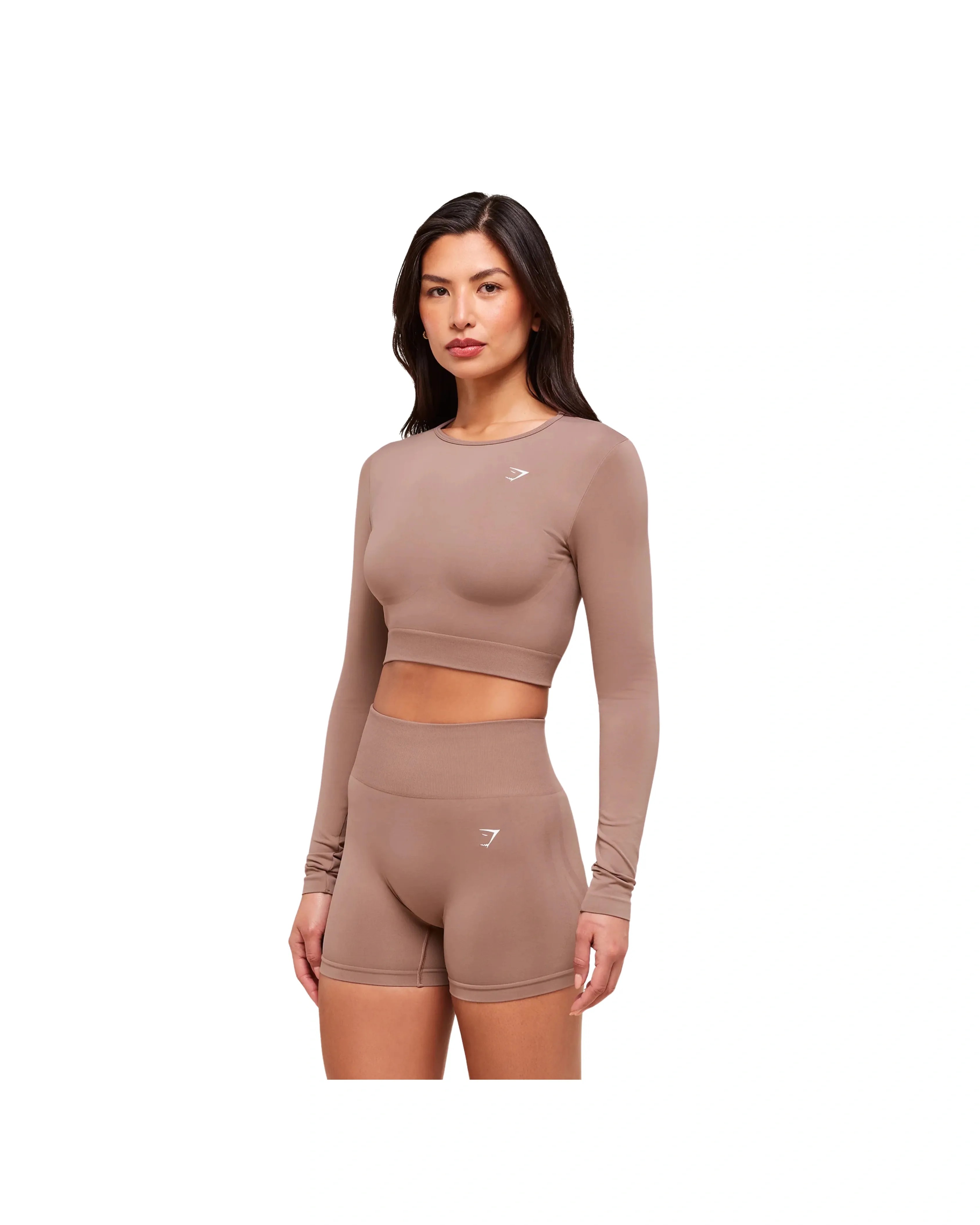 Gymshark Everyday Seamless Long Sleeve Crop Top Chestnut Pink - HypeFly India View 4