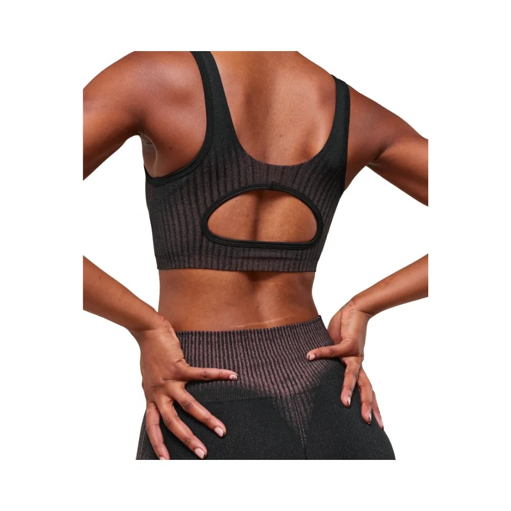 Gymshark Diffuse Seamless Sports Bra - Light Support Black/Calm Pink - HypeFly India View 4