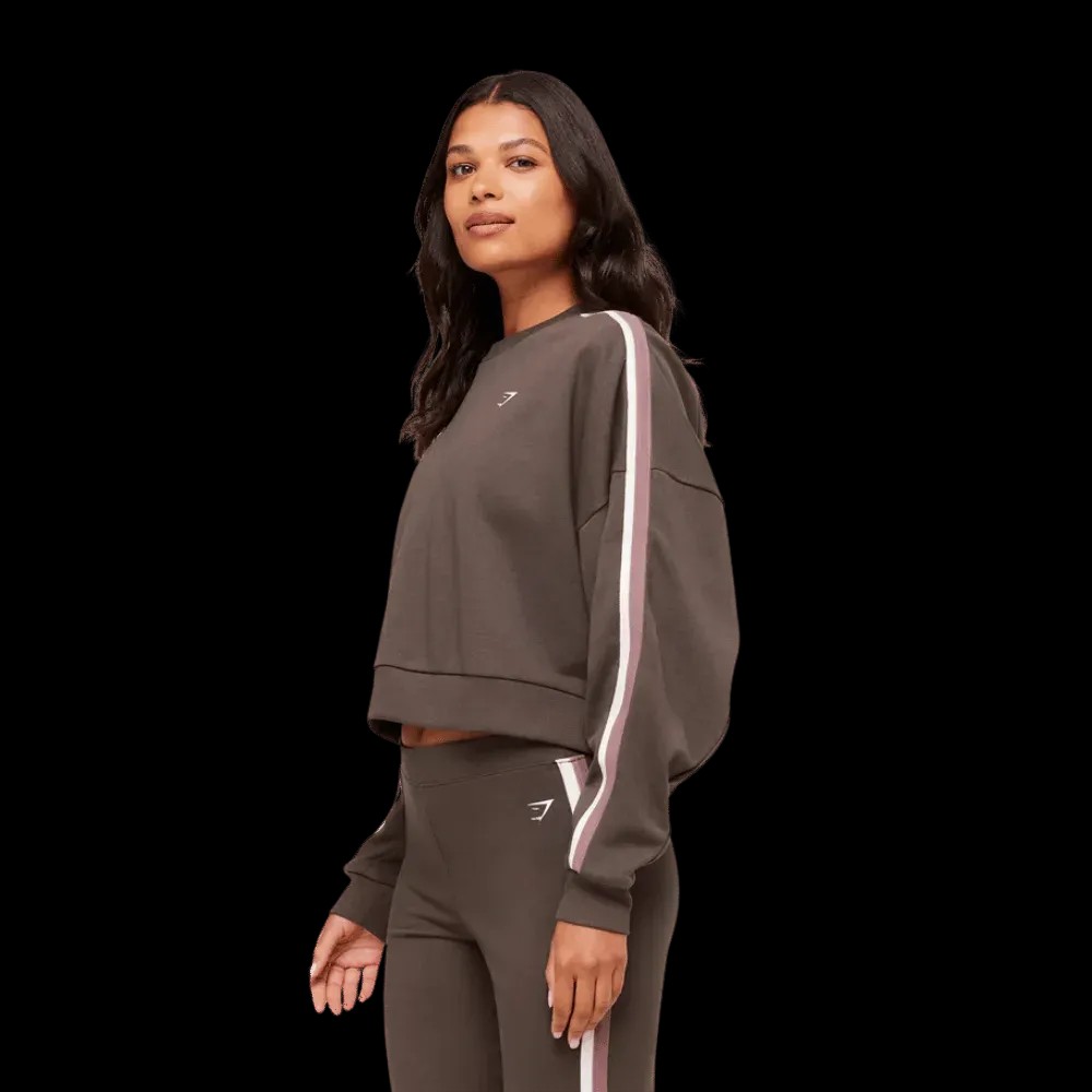 Gymshark Piping Midi Crew Neck Walnut Brown/Chestnut Pink/Soft White - HypeFly India View 4