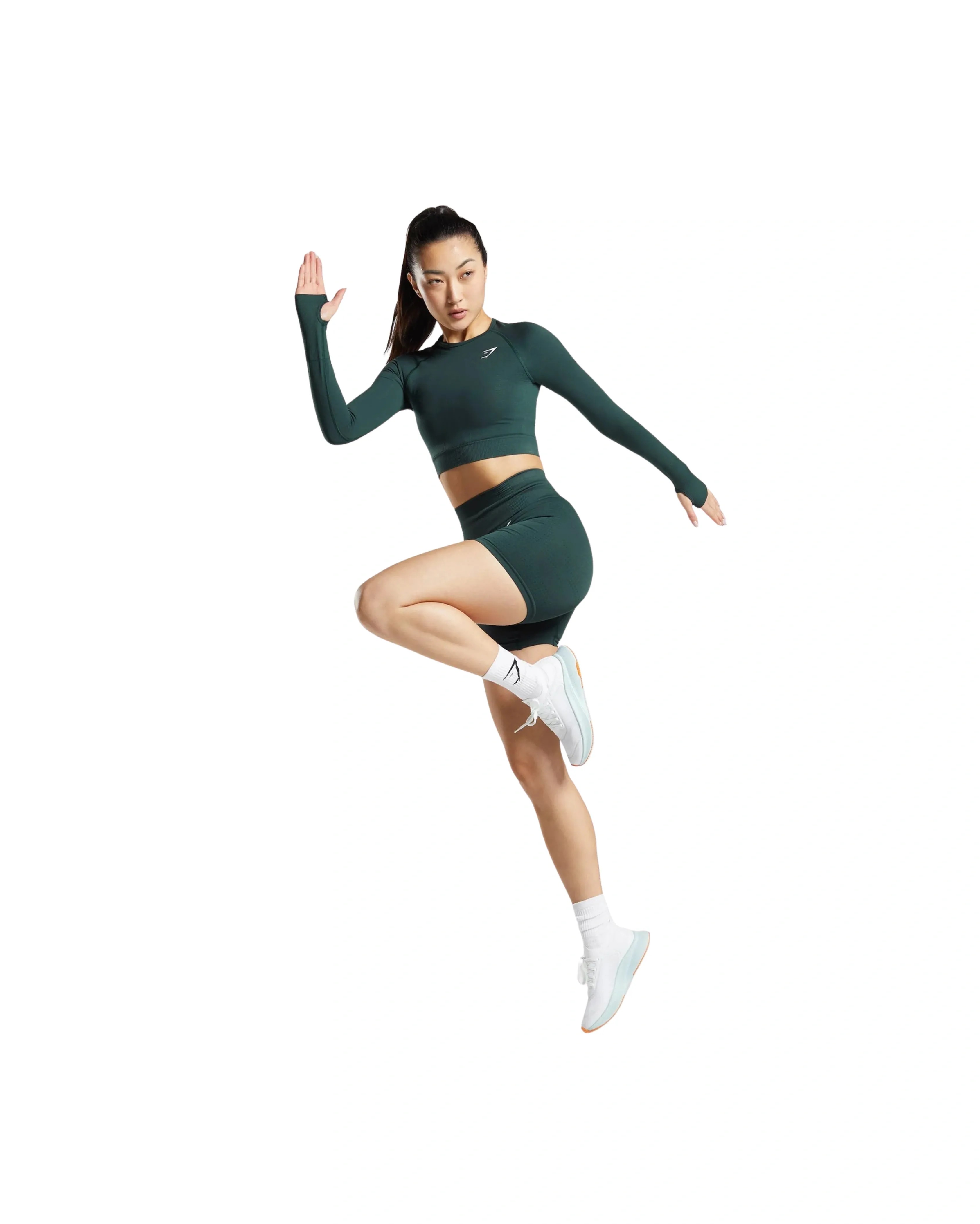 Gymshark Vital Crop Top Woodland Green Marl - HypeFly India View 4
