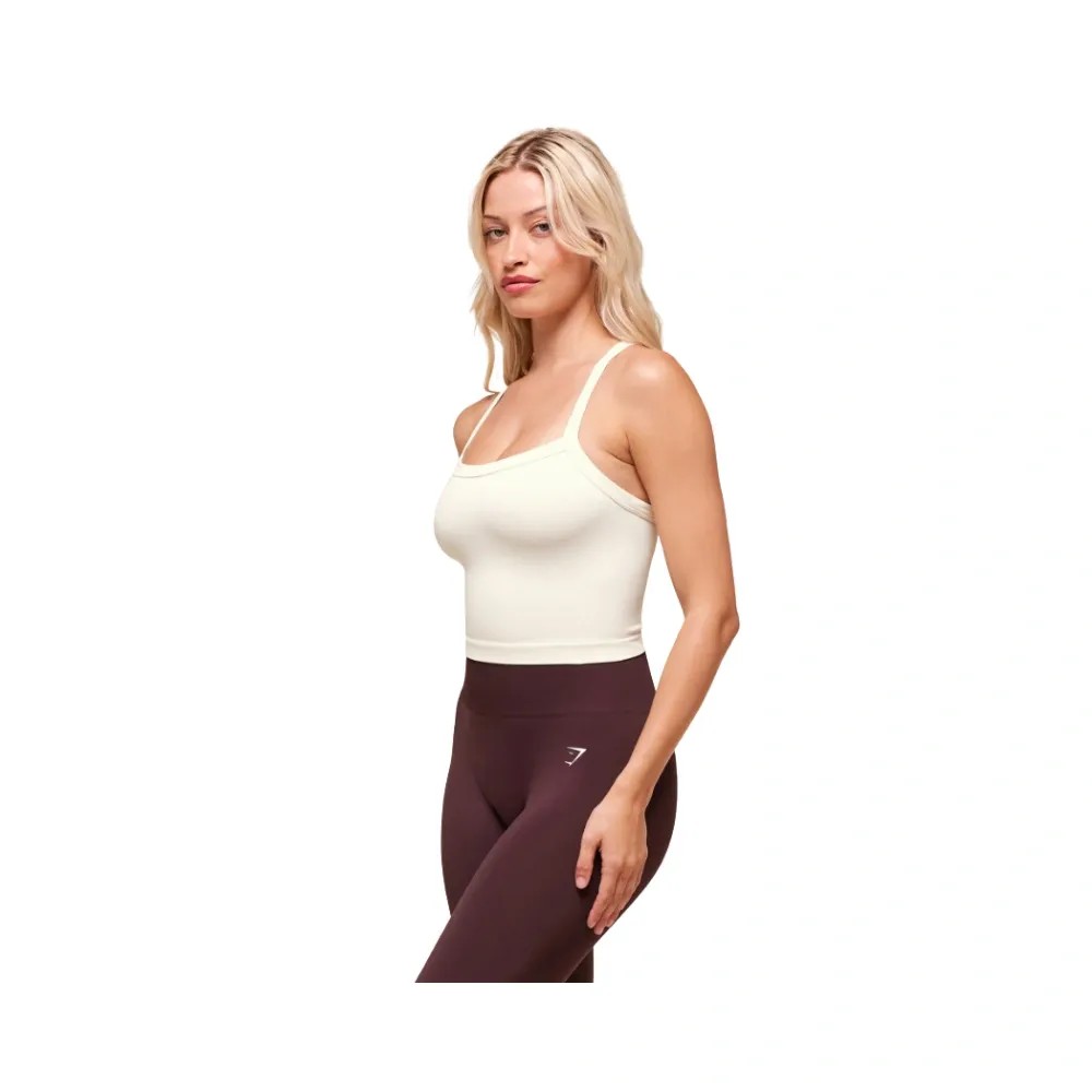 Gymshark Everyday Seamless Ribbed Midi Top Soft White - HypeFly India View 3