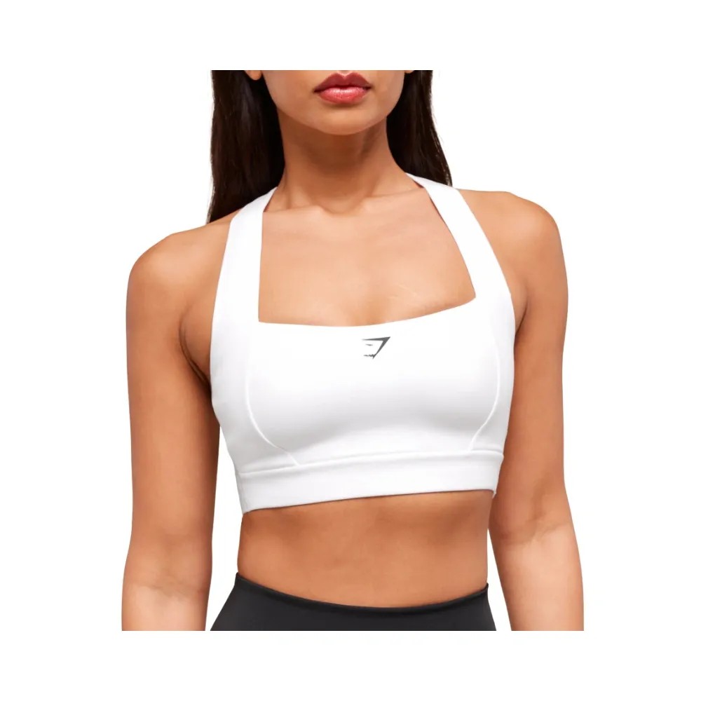 Gymshark Square Neck Sports Bra - Medium Support White  - HypeFly India View 3